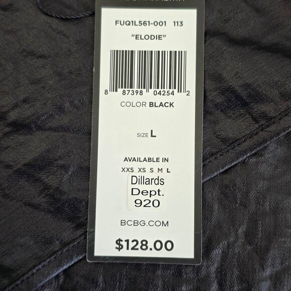 BCBGMAXAZRIA Elodie Black Asymmetrical Drape Top Women Size L Sleeveless Layered - Picture 9 of 10